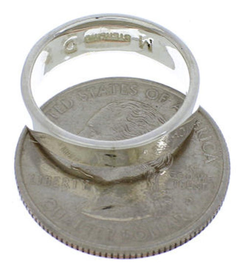 Southwestern Sterling Silver Multicolor Inlay Ring Size 8-1/4 UX37241